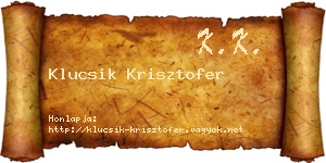 Klucsik Krisztofer névjegykártya